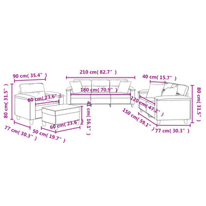 Soffgrupp med kuddar 4 delar svart mikrofibertyg