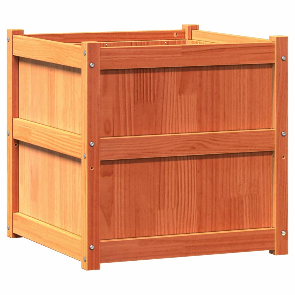 Odlingslåda vaxbrun 60x60x60 cm massiv furu