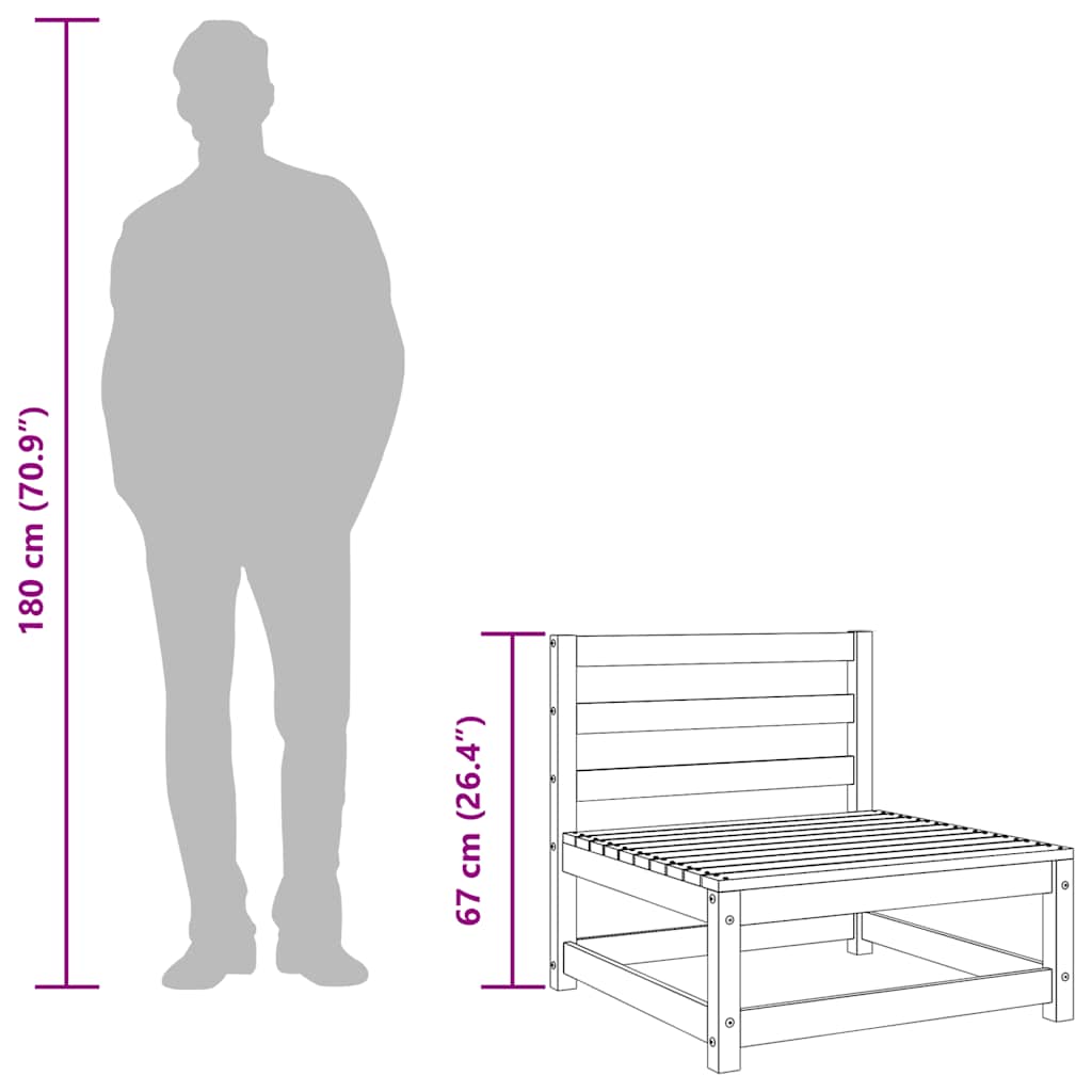 Trädgårdssoffa utan armstöd vaxbrun 70x70x67 cm massiv furu