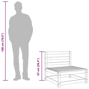 Trädgårdssoffa utan armstöd 3 st vit 70x70x67 cm massiv furu