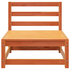 Trädgårdssoffa utan armstöd med fotpall vaxbrun massiv furu