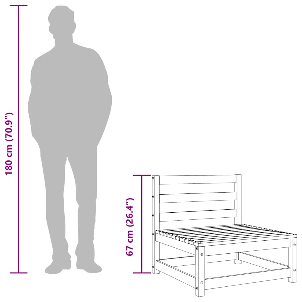 Trädgårdssoffa utan armstöd med fotpall massivt douglasträ