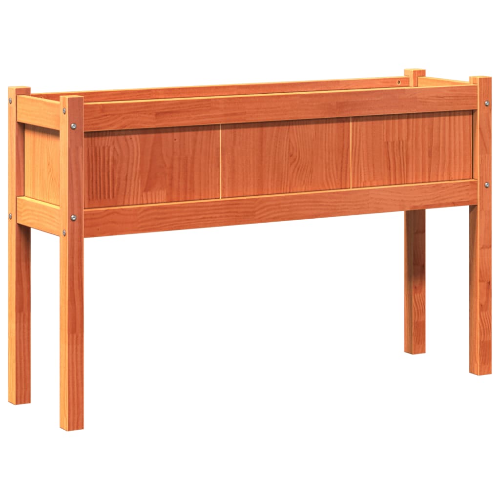 Odlingslådor med ben vaxbrun 110x31x70 cm massiv furu