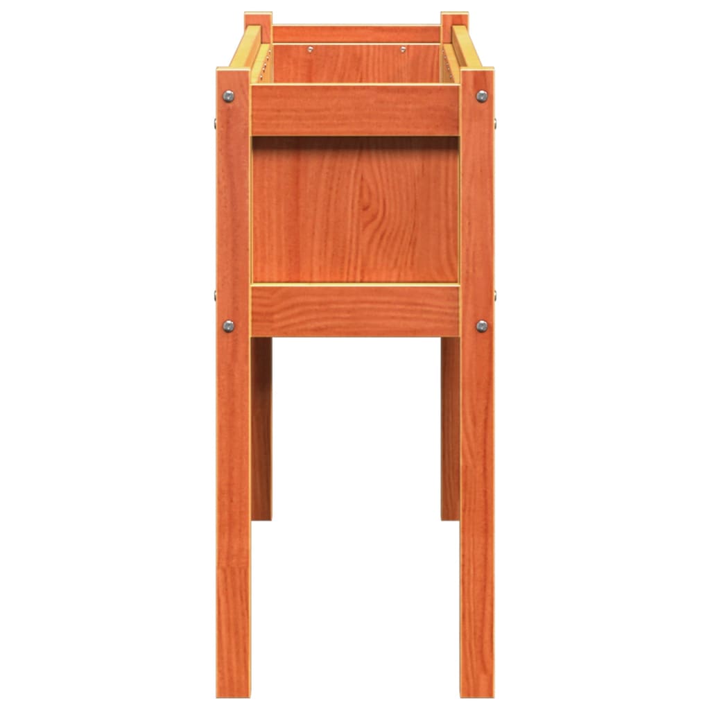 Odlingslådor med ben vaxbrun 110x31x70 cm massiv furu