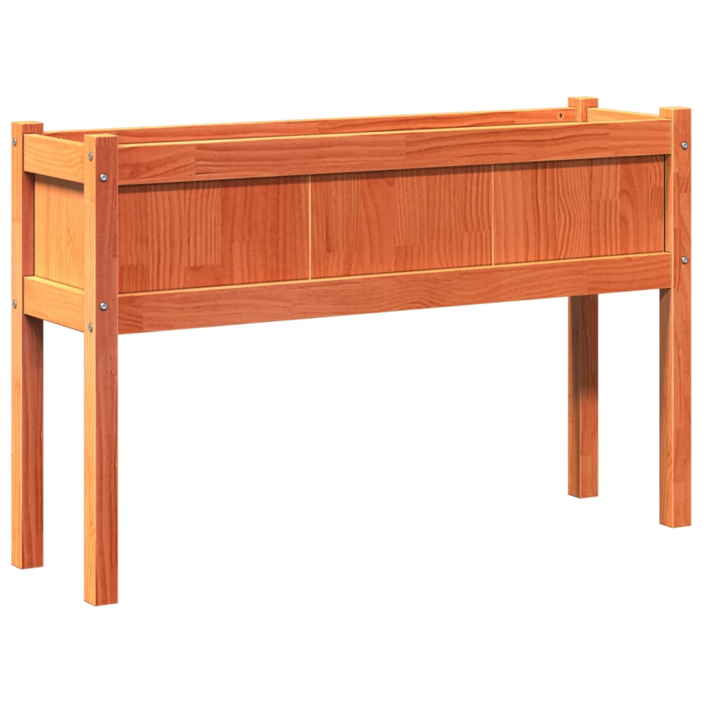 Odlingslådor med ben vaxbrun 110x31x70 cm massiv furu