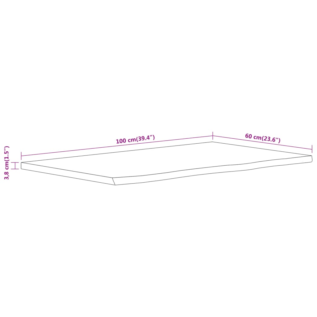 Bänkskiva för badrum 100x60x3,8 cm rektangulär massiv akacia