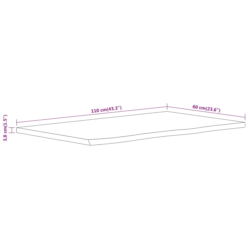 Bänkskiva för badrum 110x60x3,8 cm rektangulär massiv akacia