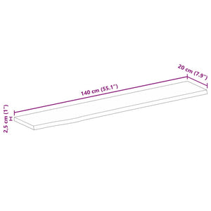 Bordsskiva 140x20x2,5 cm levande kant massivt grovt mangoträ