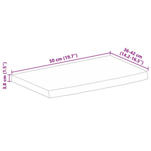 Bordsskiva 50x40x3,8 cm levande kant massivt grovt mangoträ