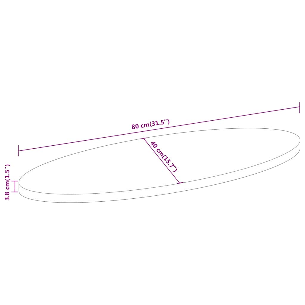 Bordsskiva 80x40x3,8 cm oval massivt akaciaträ