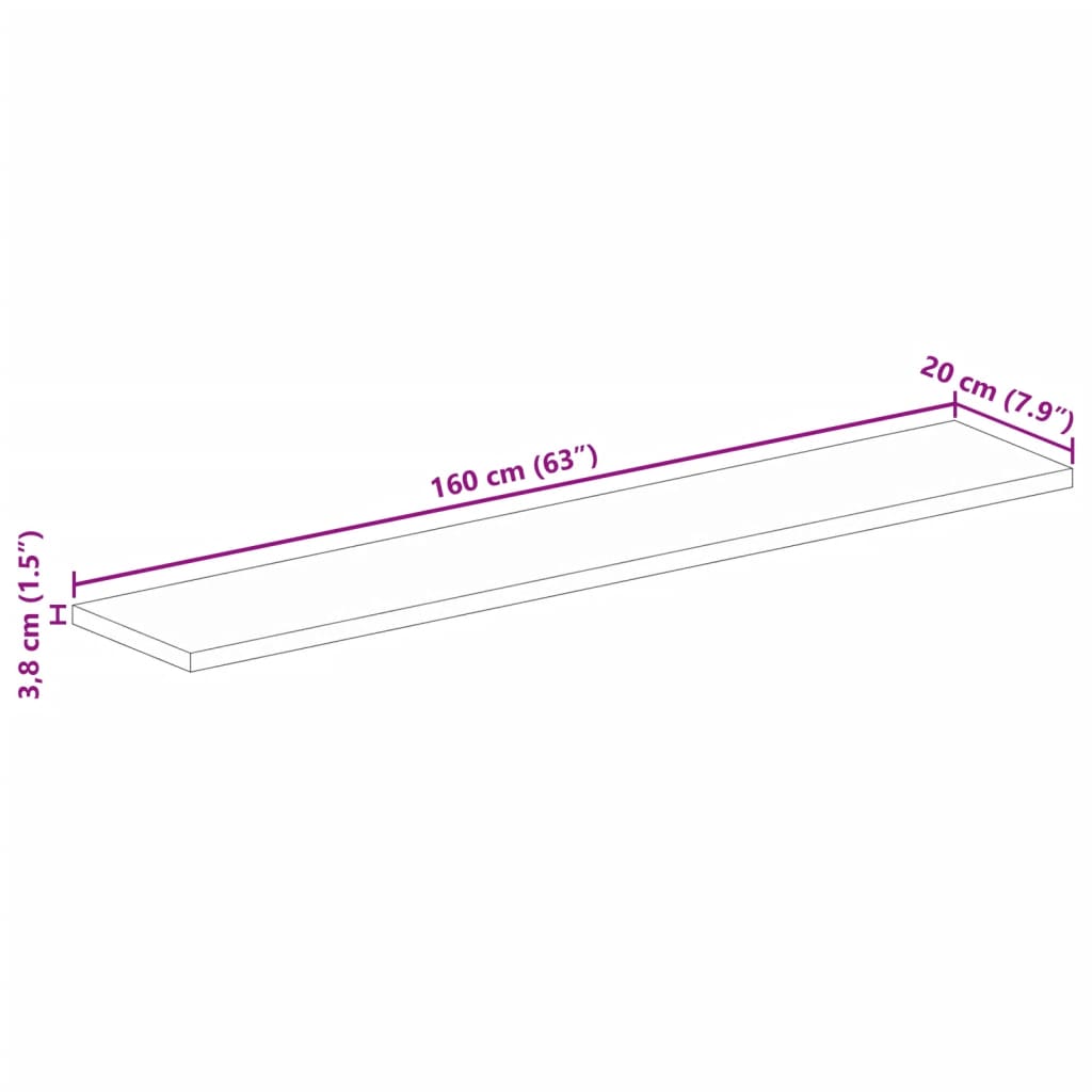Bordsskiva 160x20x3,8 cm rektangulär massivt mango-trä