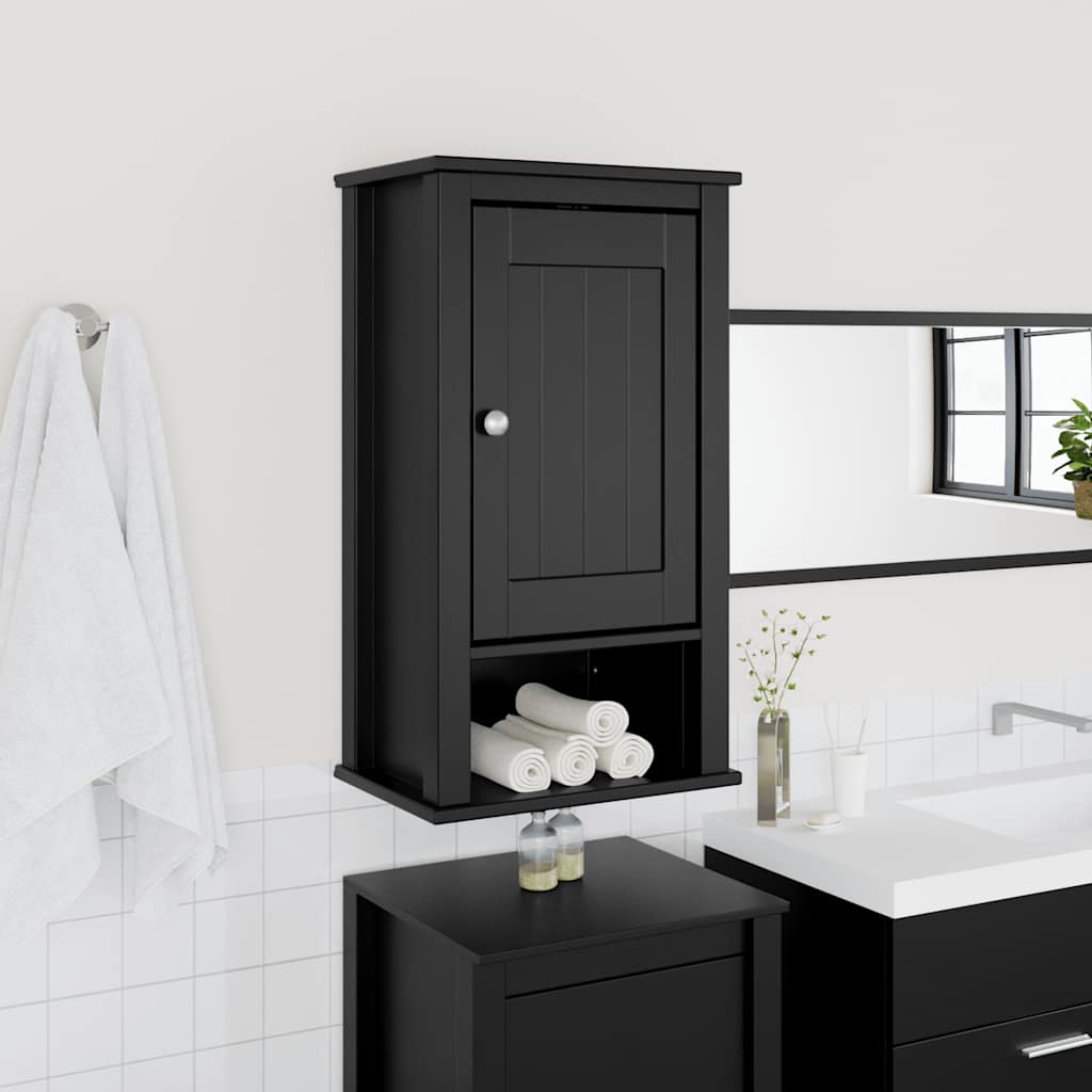 Badrumsskåp BERG svart 40x27x71,5 cm massiv furu
