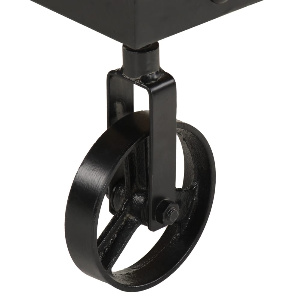 Soffbord med hjul massivt mangoträ 100x55x26 cm