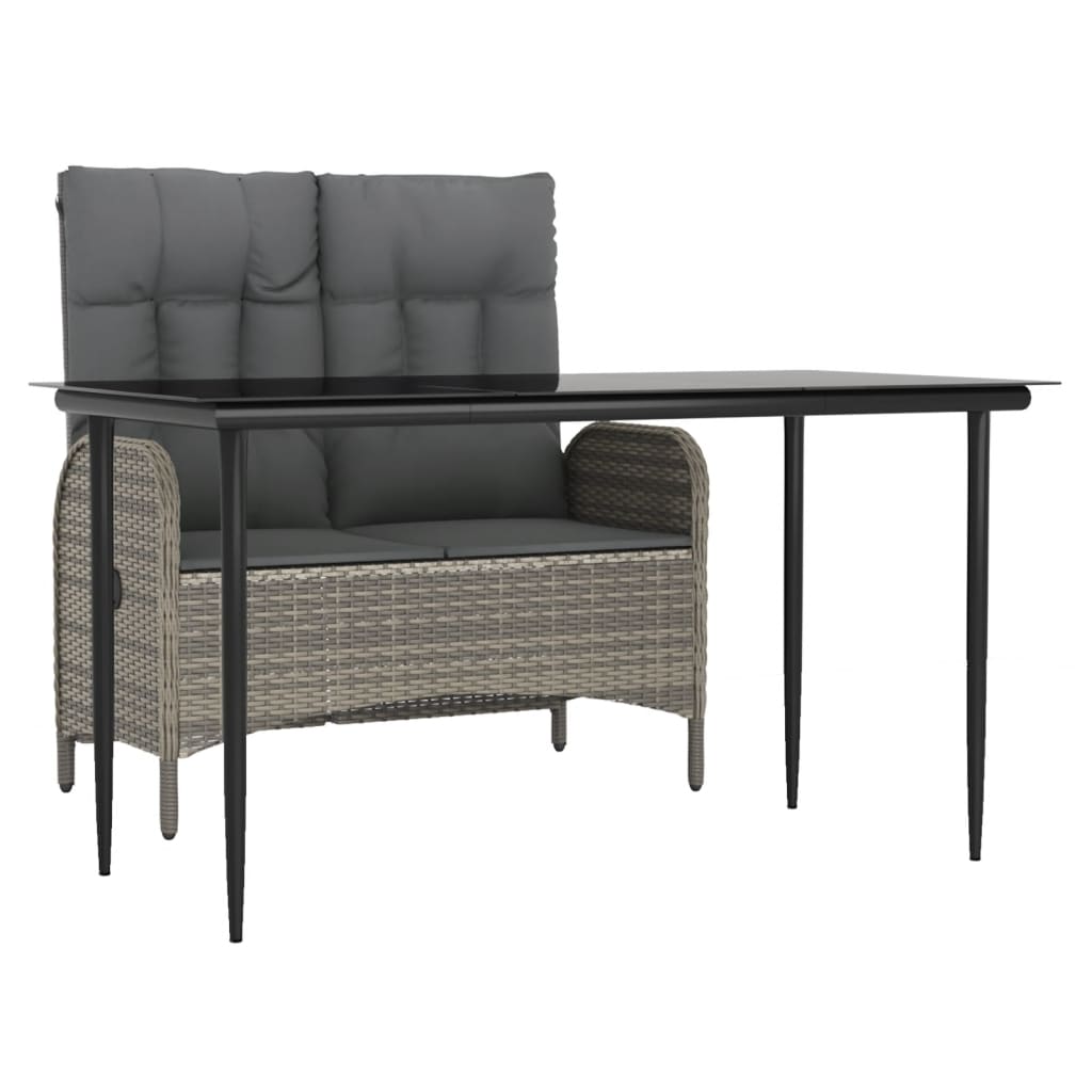 Matgrupp för trädgården med dynor 2 delar grå konstrotting