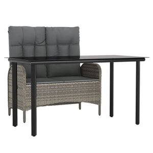 Matgrupp för trädgården med dynor 2 delar grå konstrotting