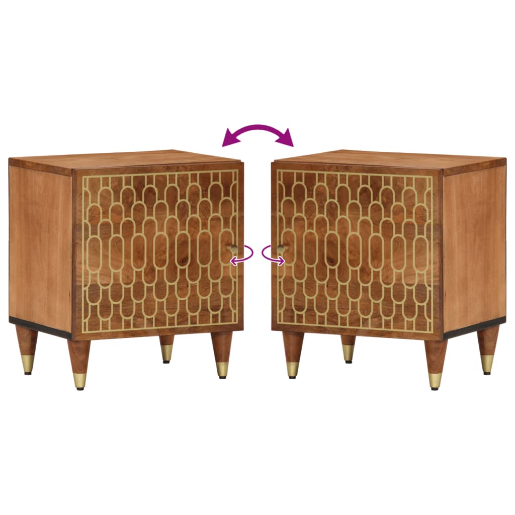 Nattduksbord 2 st 40x33x46 cm massivt mangoträ