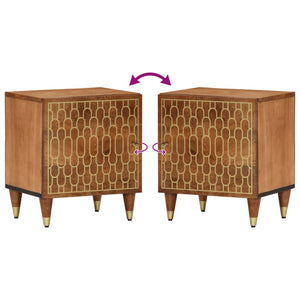 Nattduksbord 2 st 40x33x46 cm massivt mangoträ