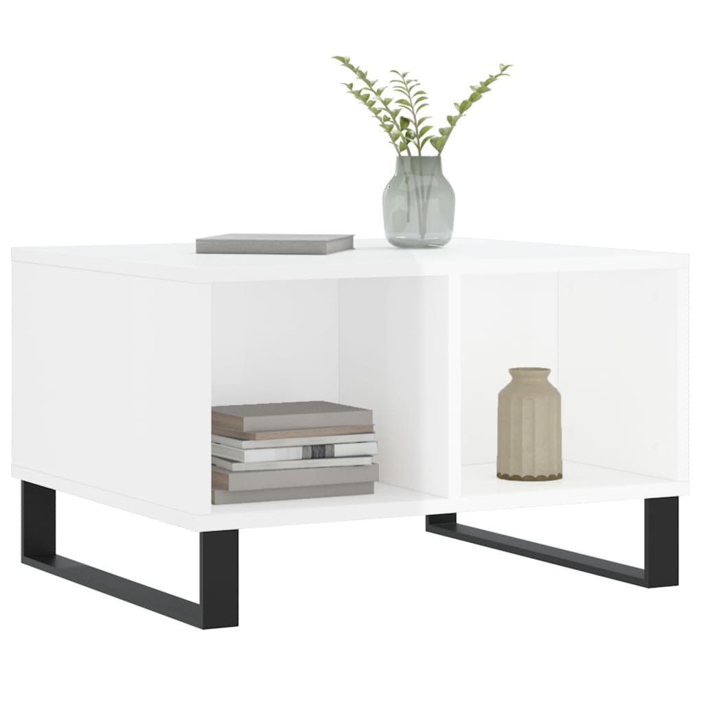 Soffbord vit högglans 60x50x36,5 cm konstruerat trä