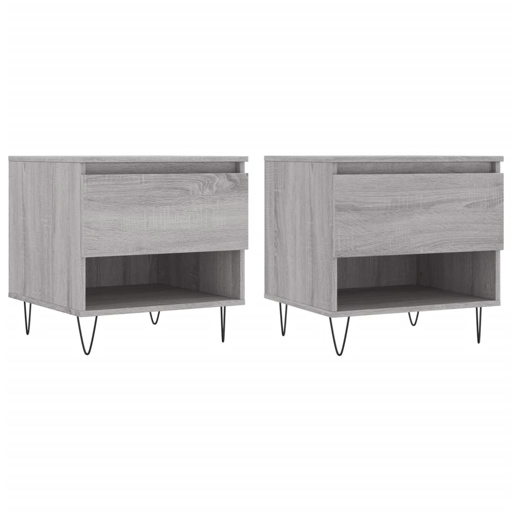 Sidobord 2 st grå sonoma 50x46x50 cm konstruerat trä