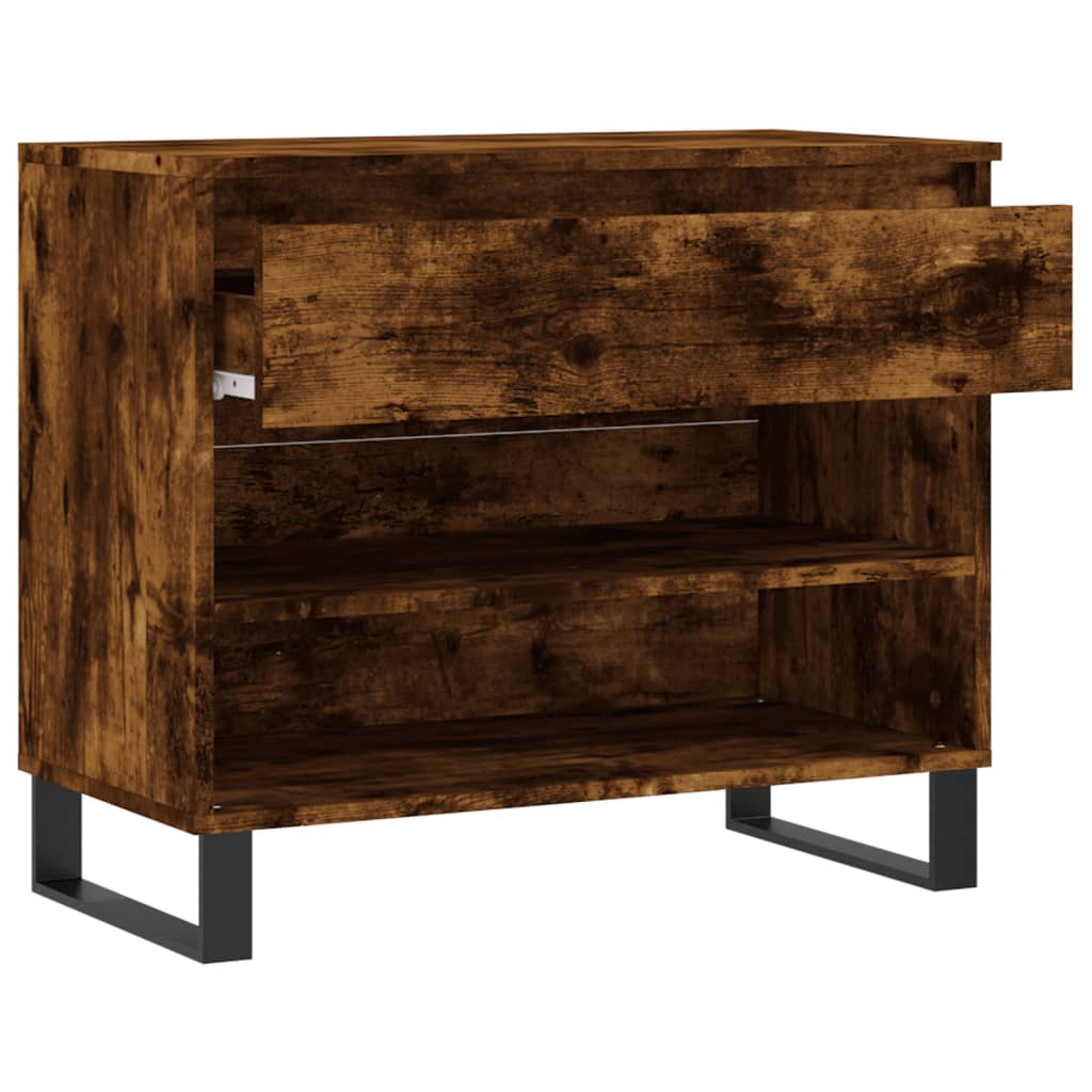 Skoställ rökfärgad ek 70x36x60 cm konstruerat trä