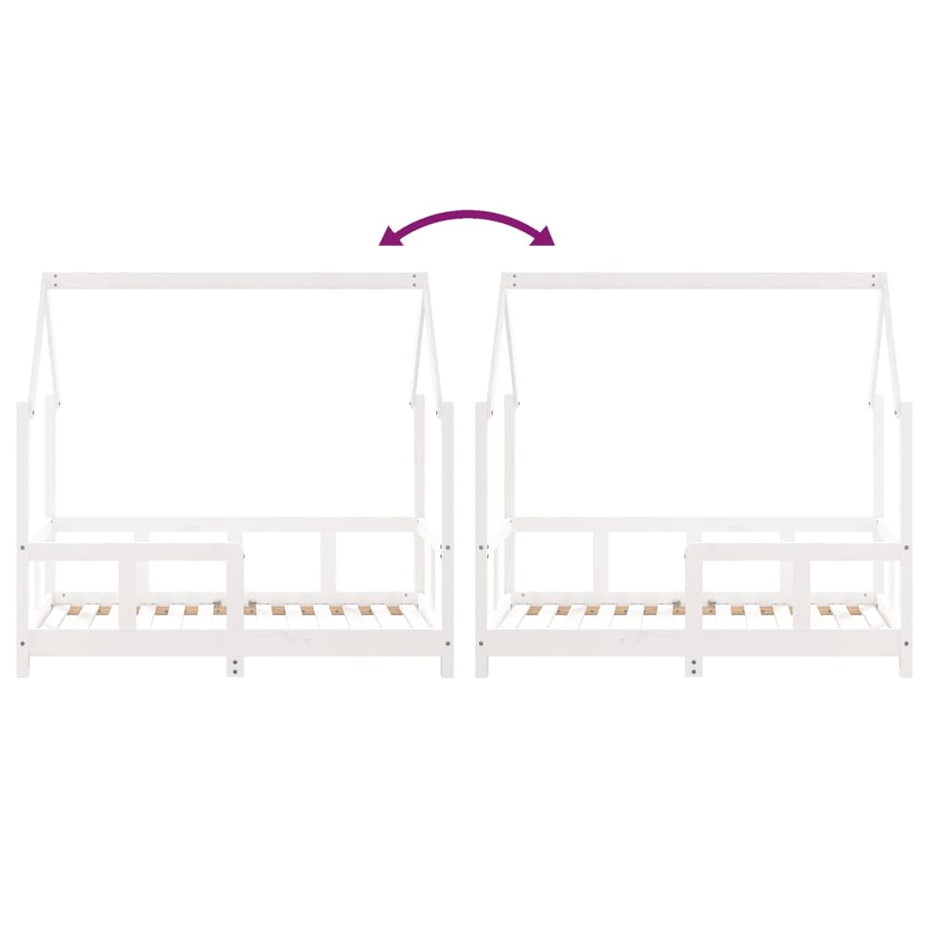 Sängram för barnsäng vit 70x140 cm massiv furu