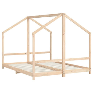 Sängram för barnsäng 2x(80x200) cm massiv furu