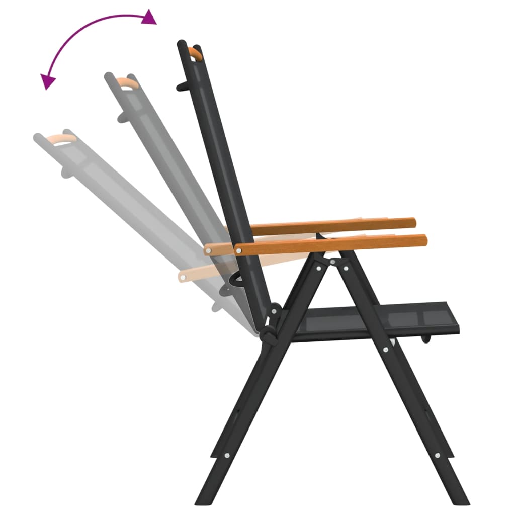 Matgrupp för trädgården 7 delar svart aluminium