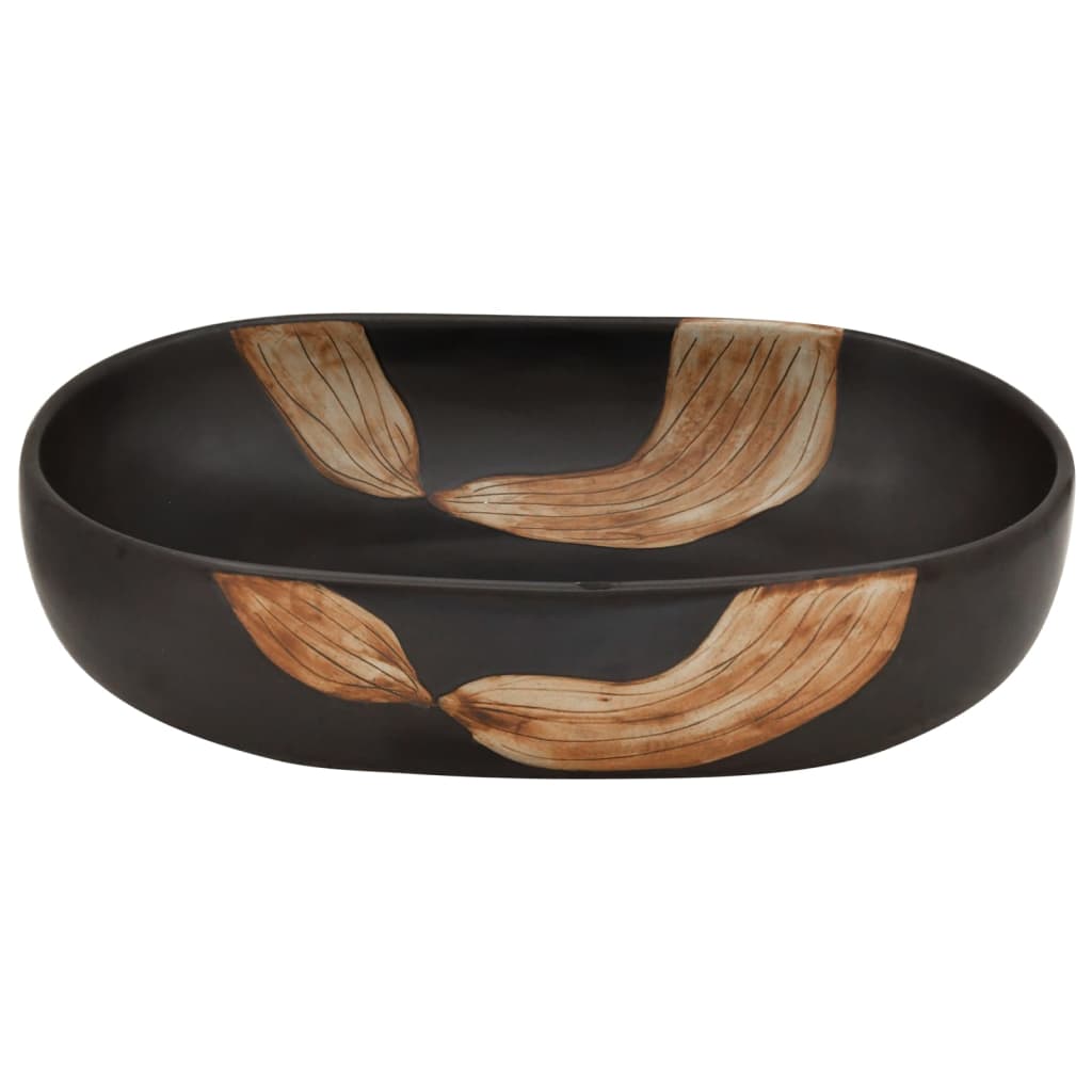 Handfat svart oval 59x40x14 cm keramik