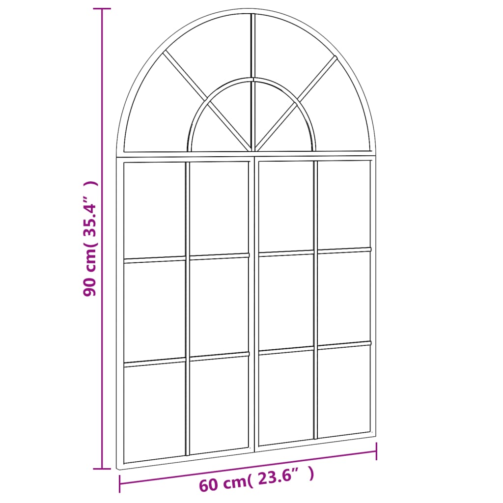Väggspegel svart 60x90 cm bågformad järn