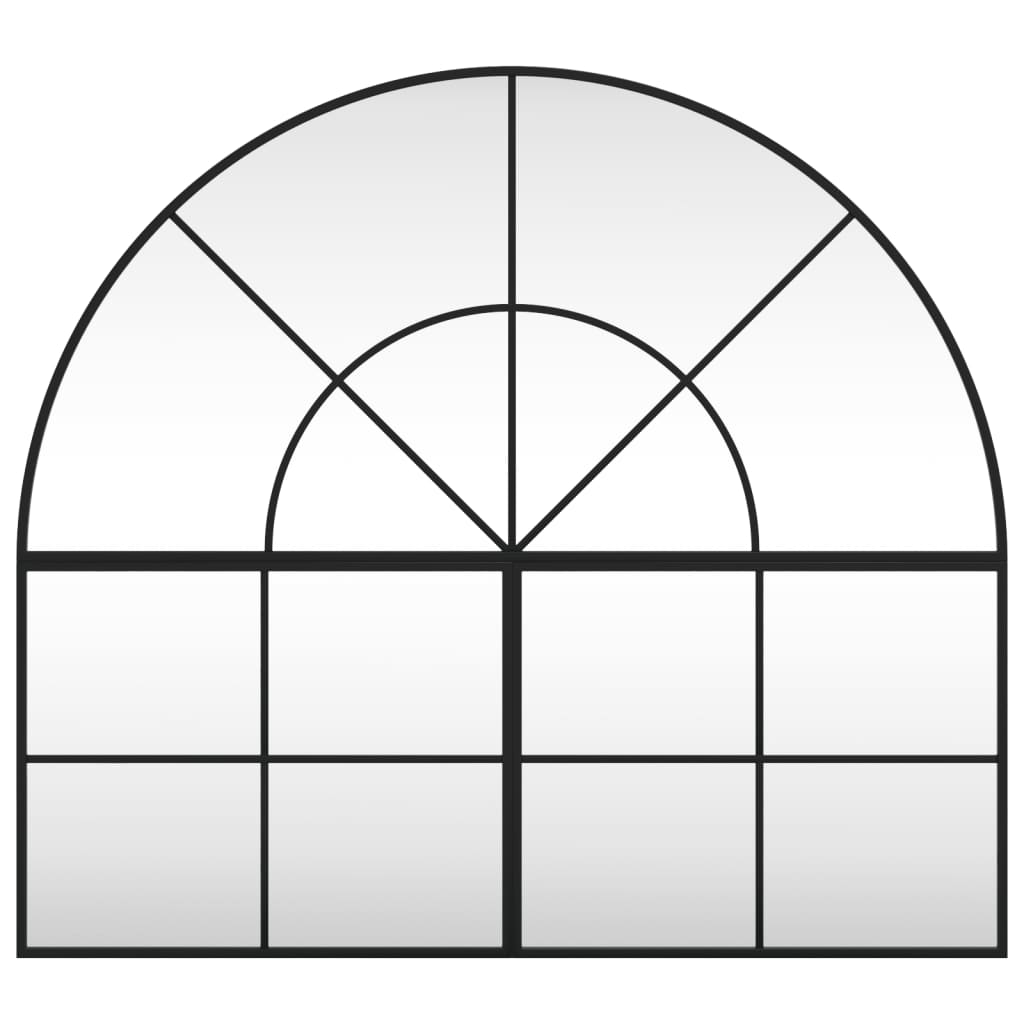 Väggspegel svart 100x90 cm bågformad järn