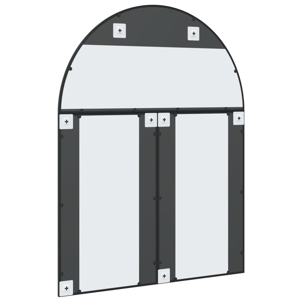 Väggspegel svart 100x130 cm bågformad järn