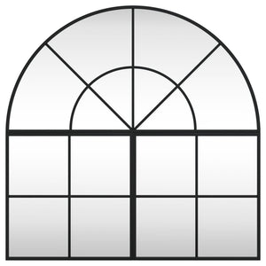 Väggspegel svart 80x80 cm bågformad järn