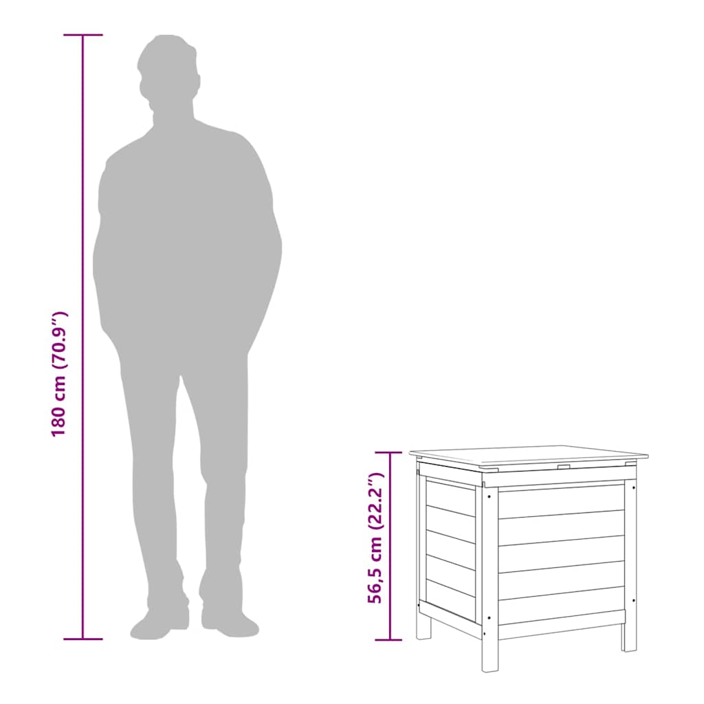 Dynbox antracit 50x49x56,5 cm massivt granträ
