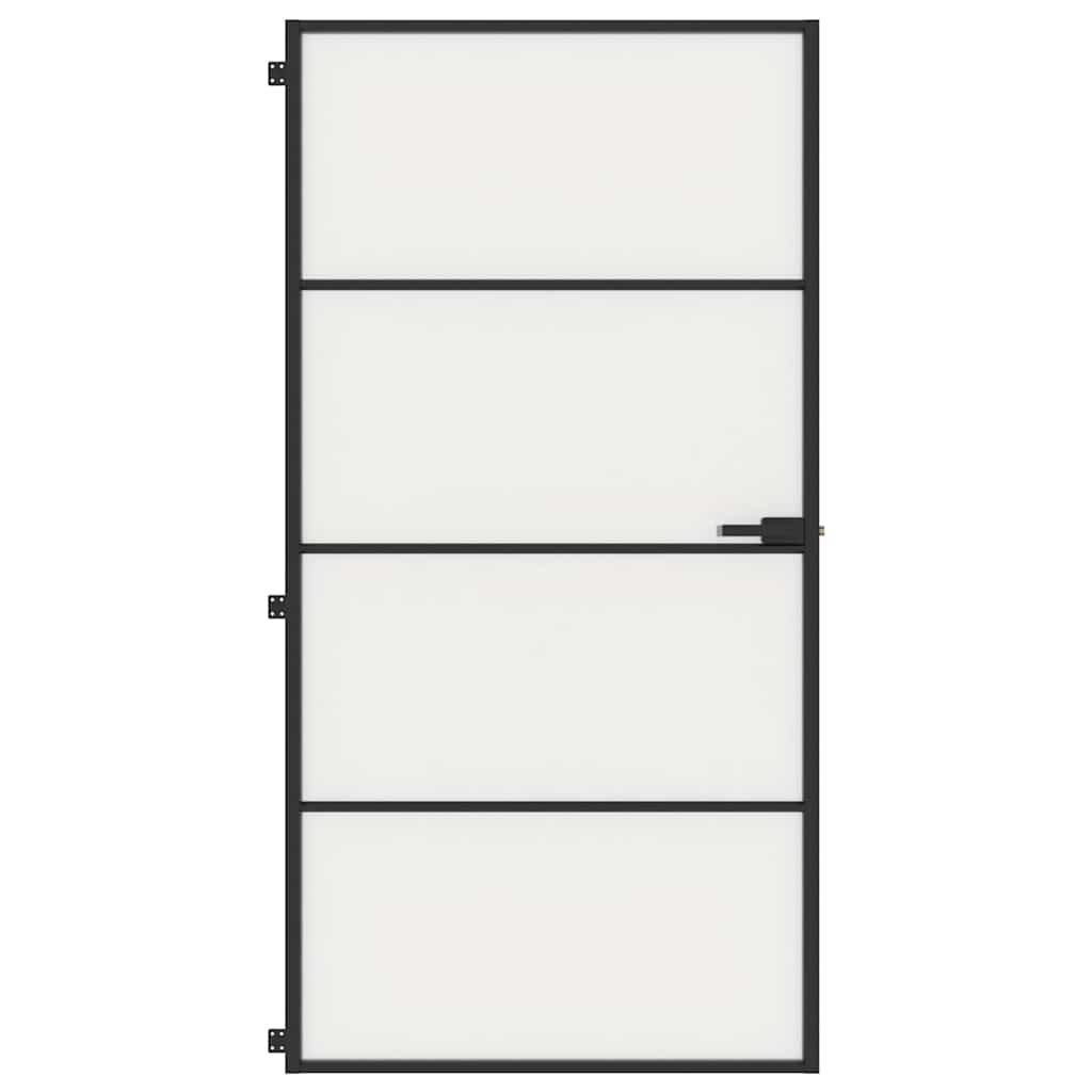 Innerdörr svart 102,5x201,5 cm härdat glas och aluminium slim