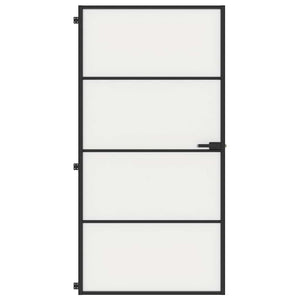 Innerdörr svart 102,5x201,5 cm härdat glas och aluminium slim