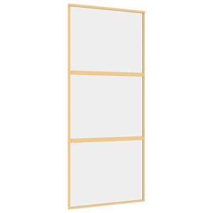 Skjutdörr guld 90x205 cm klart ESG-glas och aluminium