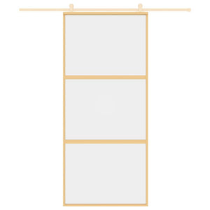 Skjutdörr guld 90x205 cm klart ESG-glas och aluminium