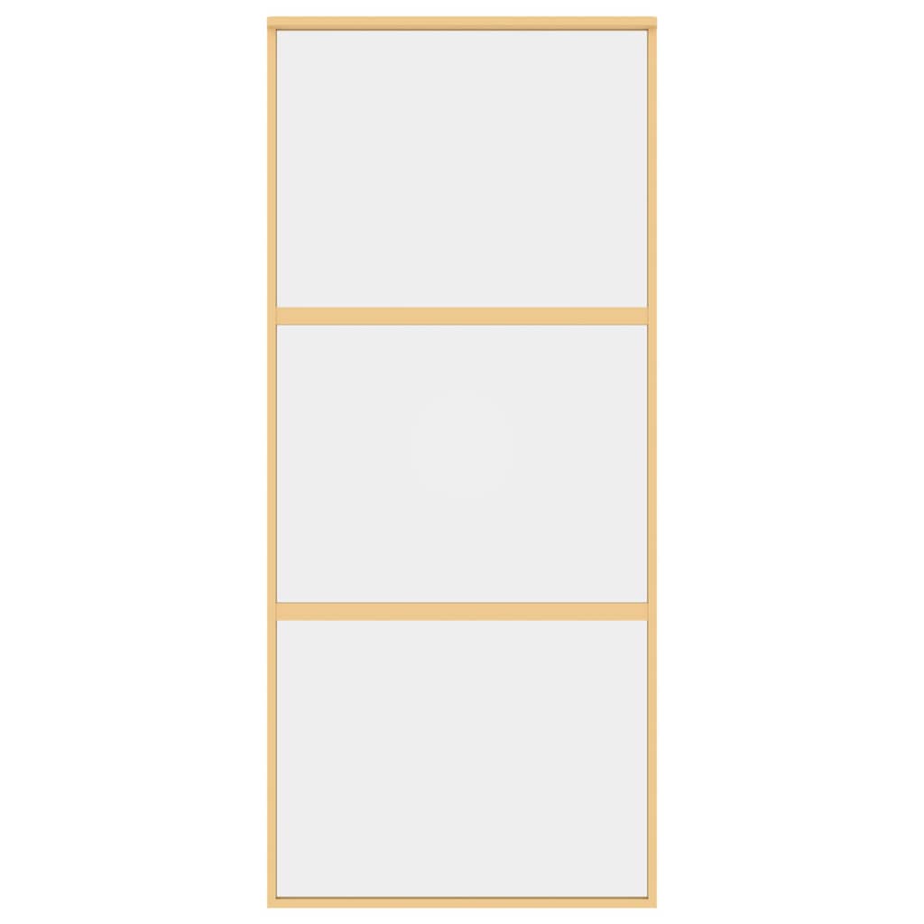 Skjutdörr guld 90x205 cm klart ESG-glas och aluminium