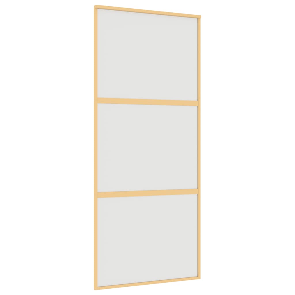 Skjutdörr guld 90x205 cm frostat ESG-glas och aluminium