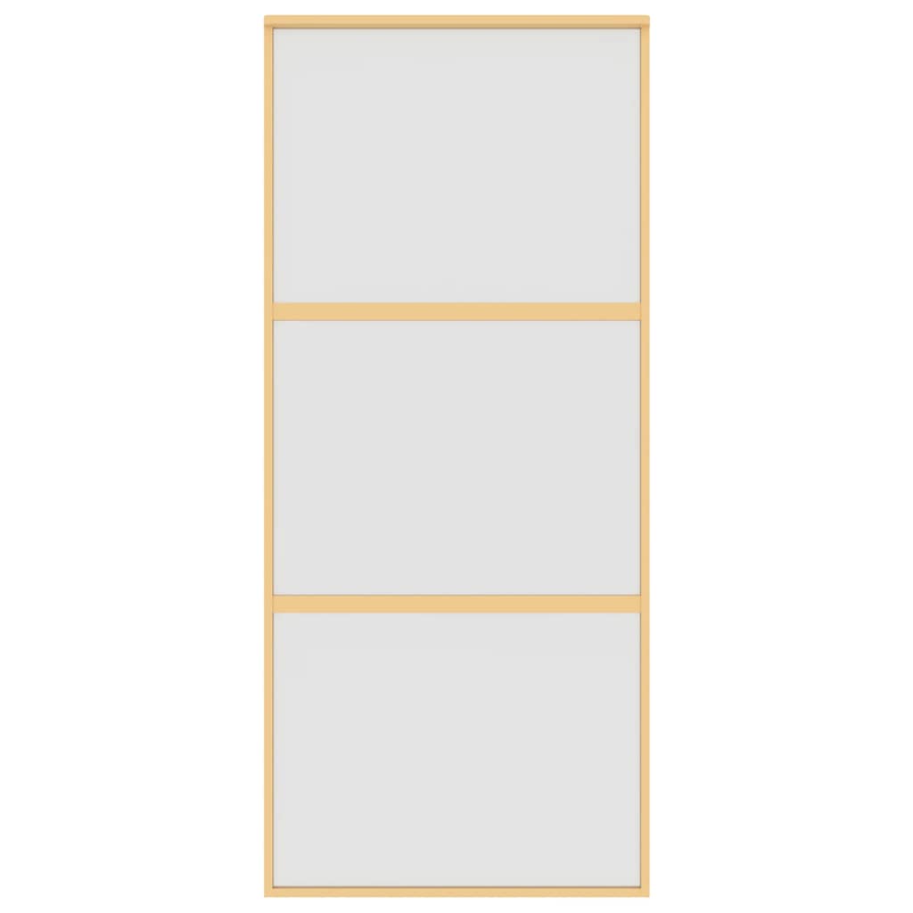 Skjutdörr guld 90x205 cm frostat ESG-glas och aluminium