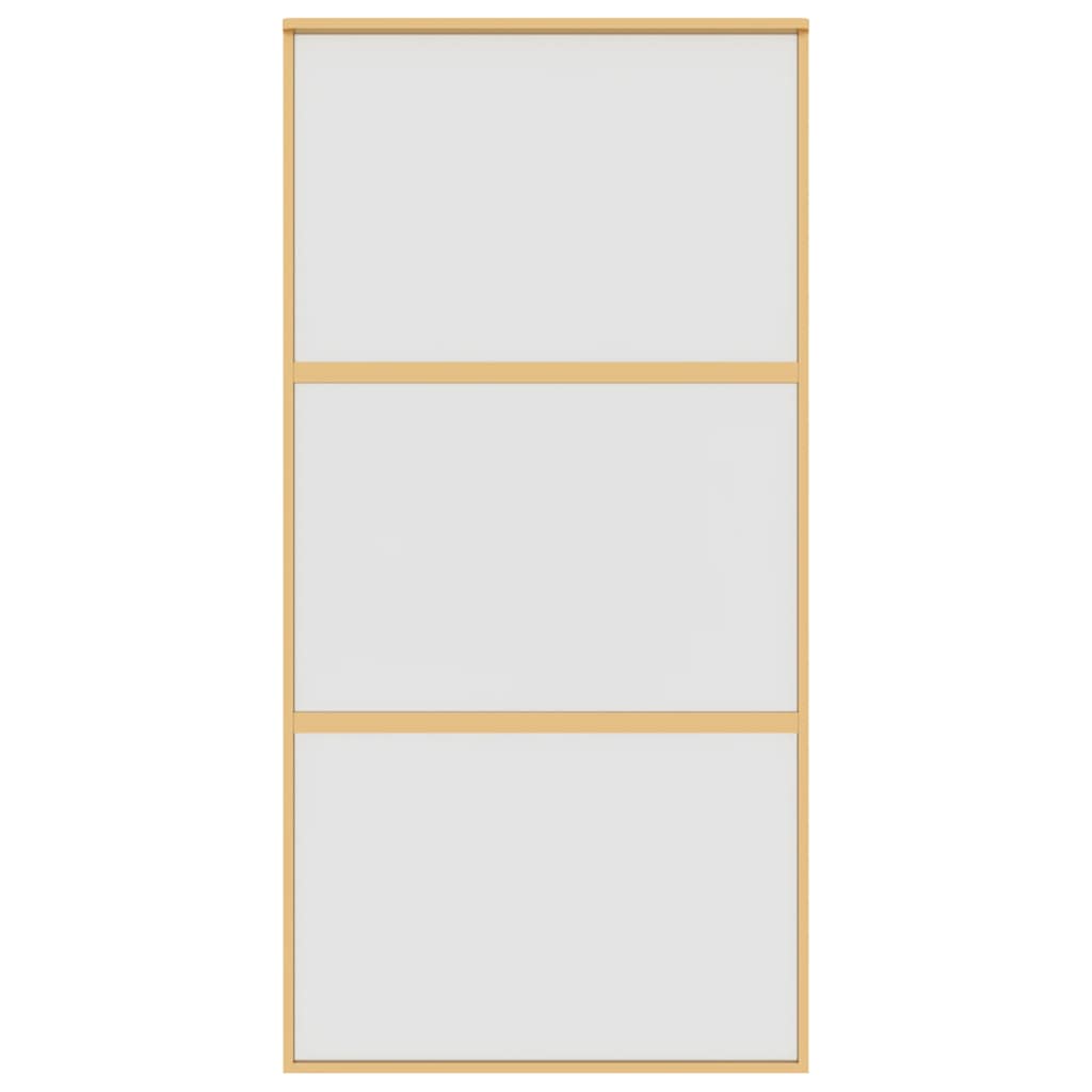 Skjutdörr guld 102,5x205 cm frostat ESG-glas och aluminium
