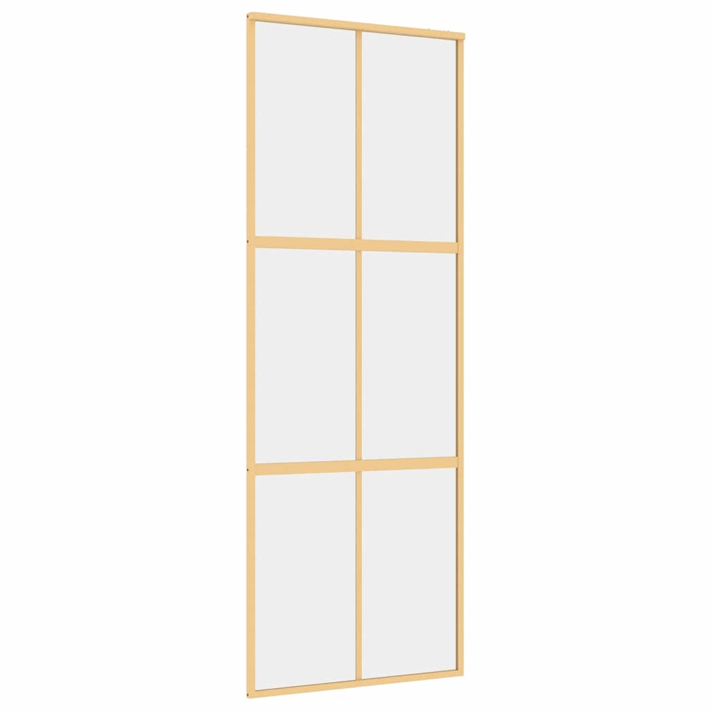 Skjutdörr guld 76x205 cm klart ESG-glas och aluminium