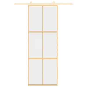 Skjutdörr guld 76x205 cm klart ESG-glas och aluminium