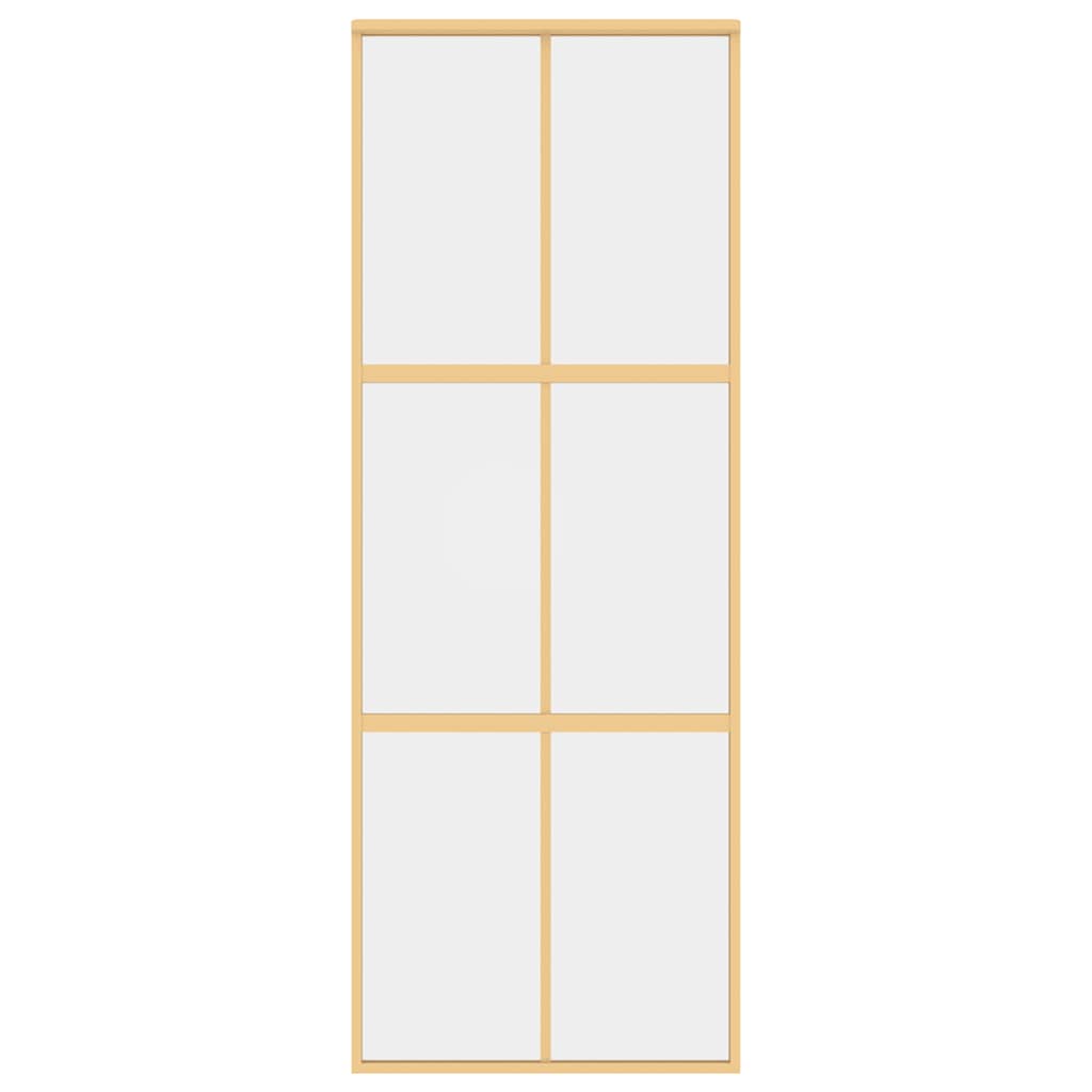 Skjutdörr guld 76x205 cm klart ESG-glas och aluminium