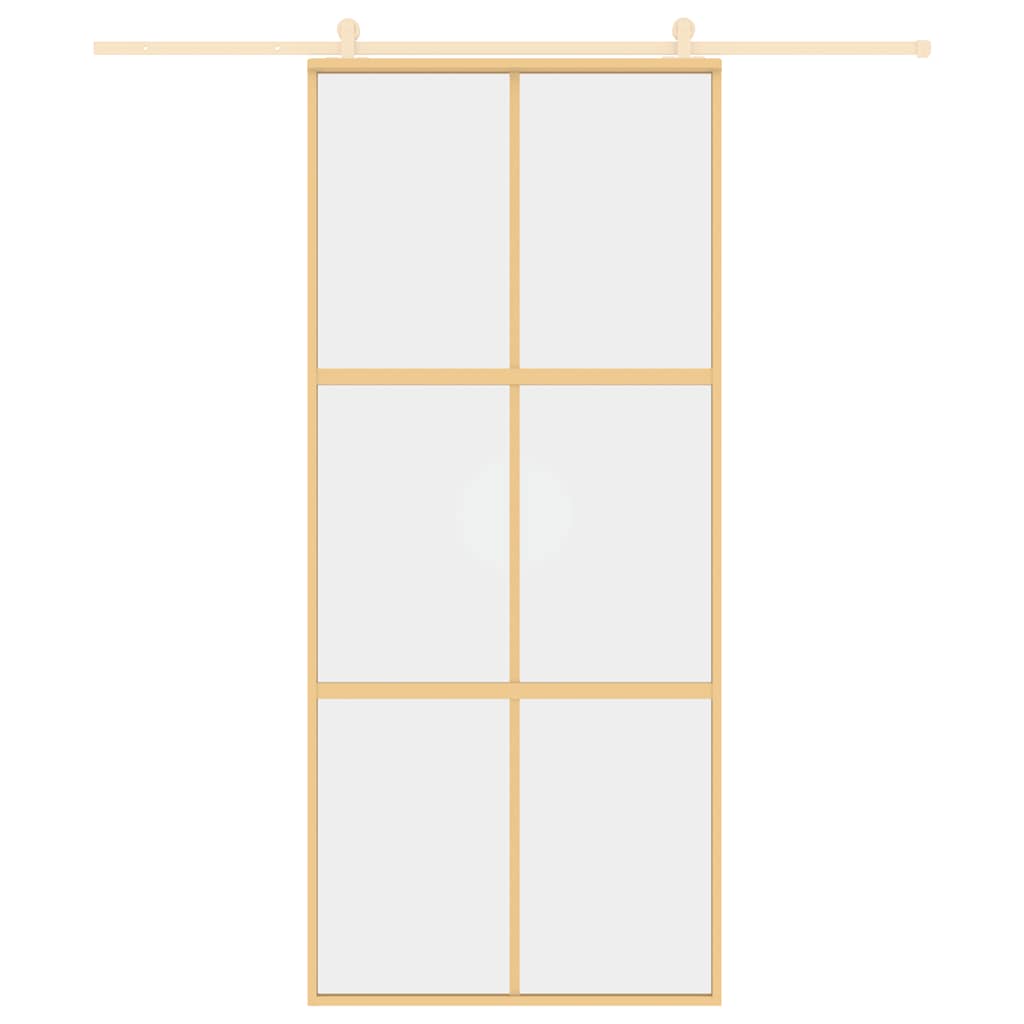 Skjutdörr guld 90x205 cm klart ESG-glas och aluminium