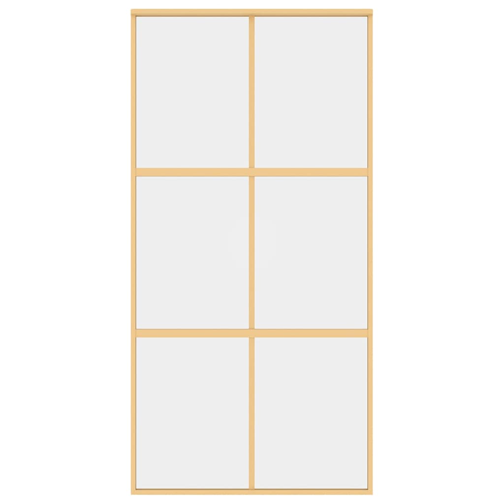 Skjutdörr guld 102,5x205 cm klart ESG-glas och aluminium