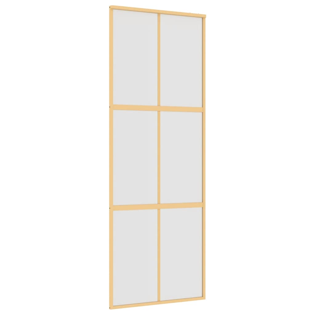 Skjutdörr guld 76x205 cm frostat ESG-glas och aluminium