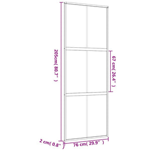 Skjutdörr guld 76x205 cm frostat ESG-glas och aluminium