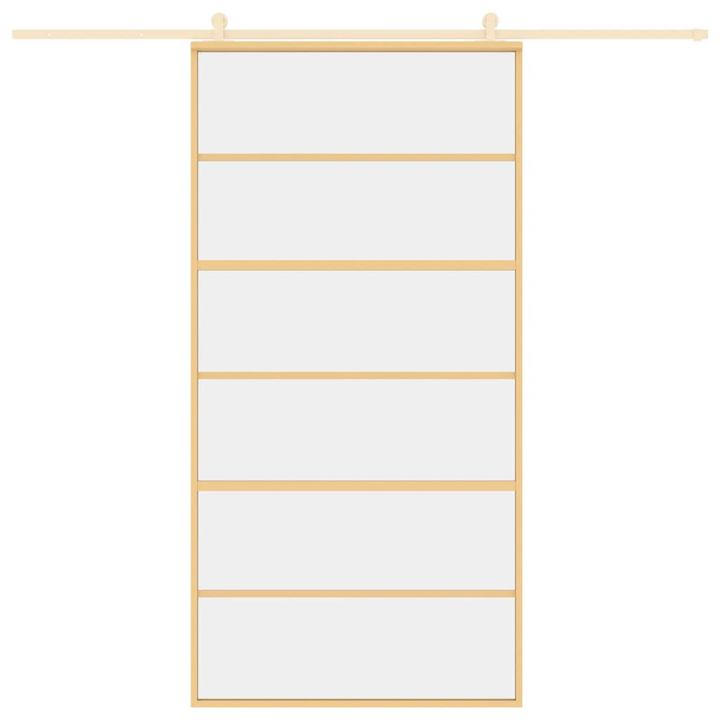 Skjutdörr guld 102,5x205 cm klart ESG-glas och aluminium