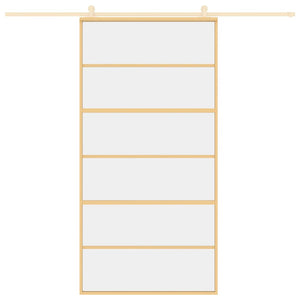 Skjutdörr guld 102,5x205 cm klart ESG-glas och aluminium